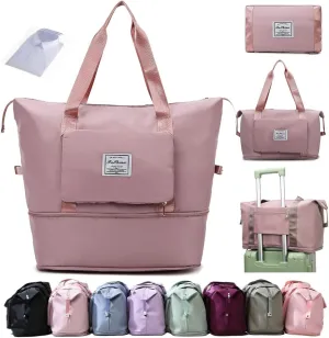 Ranslen Large Capacity Folding Travel Bag,Expansion Travel Duffel Bag with Dry and Wet Separation Portable Travel Duffel Bag