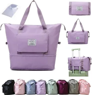 Ranslen Large Capacity Folding Travel Bag,Expansion Travel Duffel Bag with Dry and Wet Separation Portable Travel Duffel Bag
