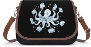 Reading Octopus Tentacles Women's Crossbody Bag Leather Medium Shoulder Handbag Fashion Tote Purse with Adjustable Strap