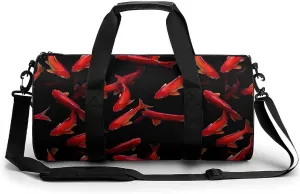 Red Salmon Fish Unisex Gym Bag Travel Duffel Bags Overnight Sport Tote with Compartment for Weekender Vacation