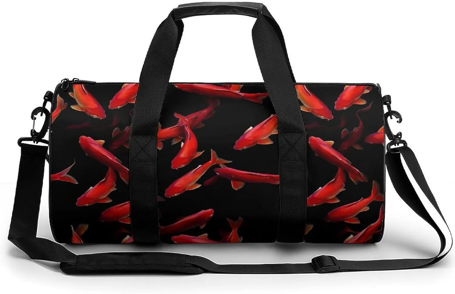 Red Salmon Fish Unisex Gym Bag Travel Duffel Bags Overnight Sport Tote with Compartment for Weekender Vacation
