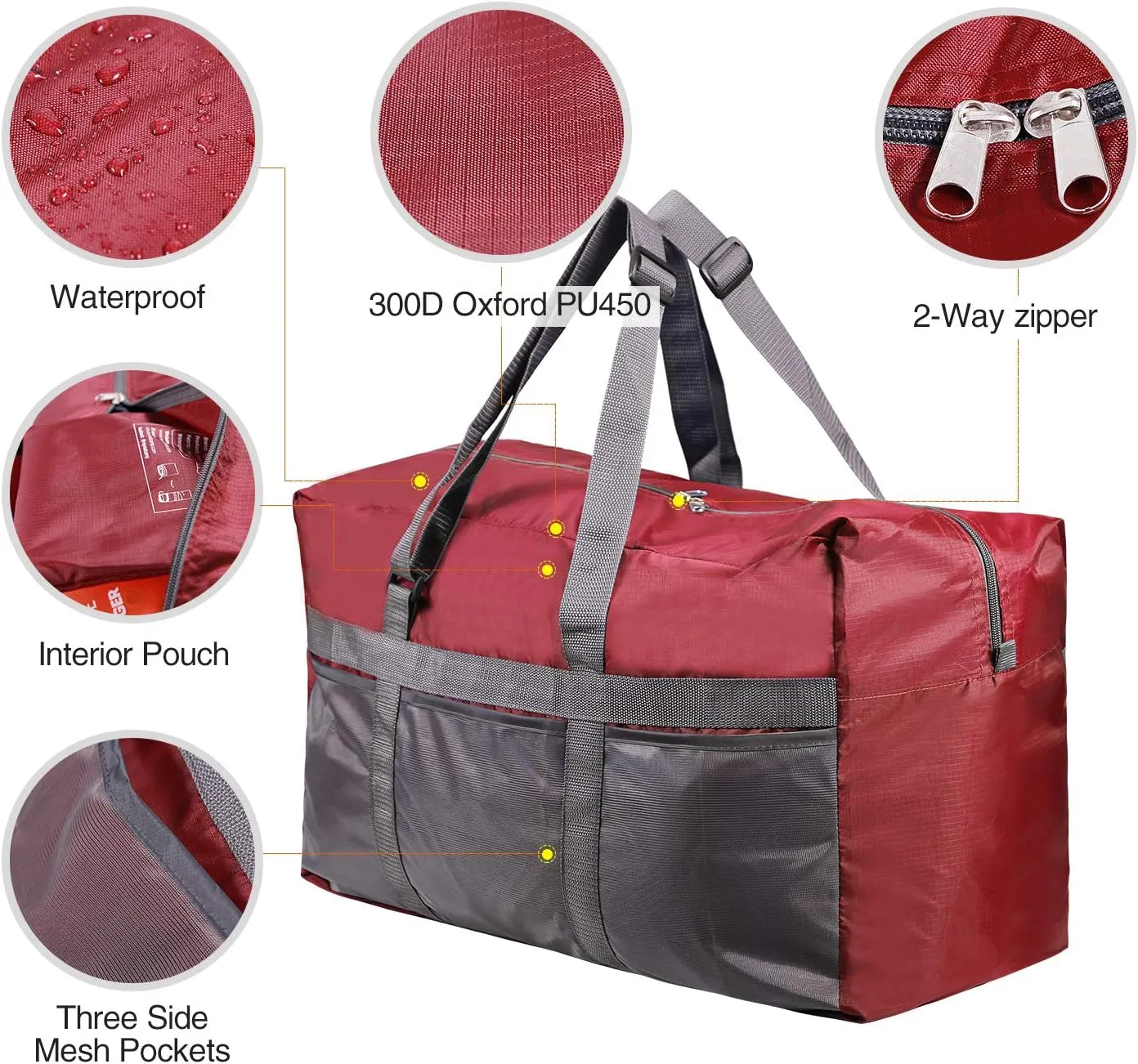 REDCAMP Foldable Travel Bag, Large Sports Bag, 75L/96L/100L, Lightweight Waterproof Tote Bag