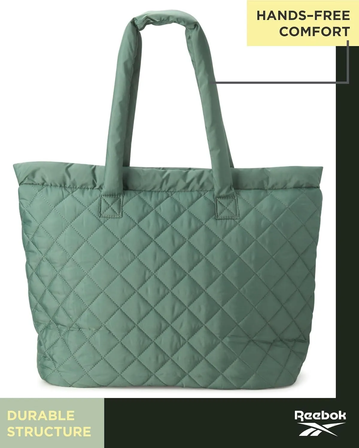 Reebok Women's Puffer Tote Bag - Lightweight Quilted Carry-All Tote Bag for Women - Casual Womens Puffy Shoulder Bags
