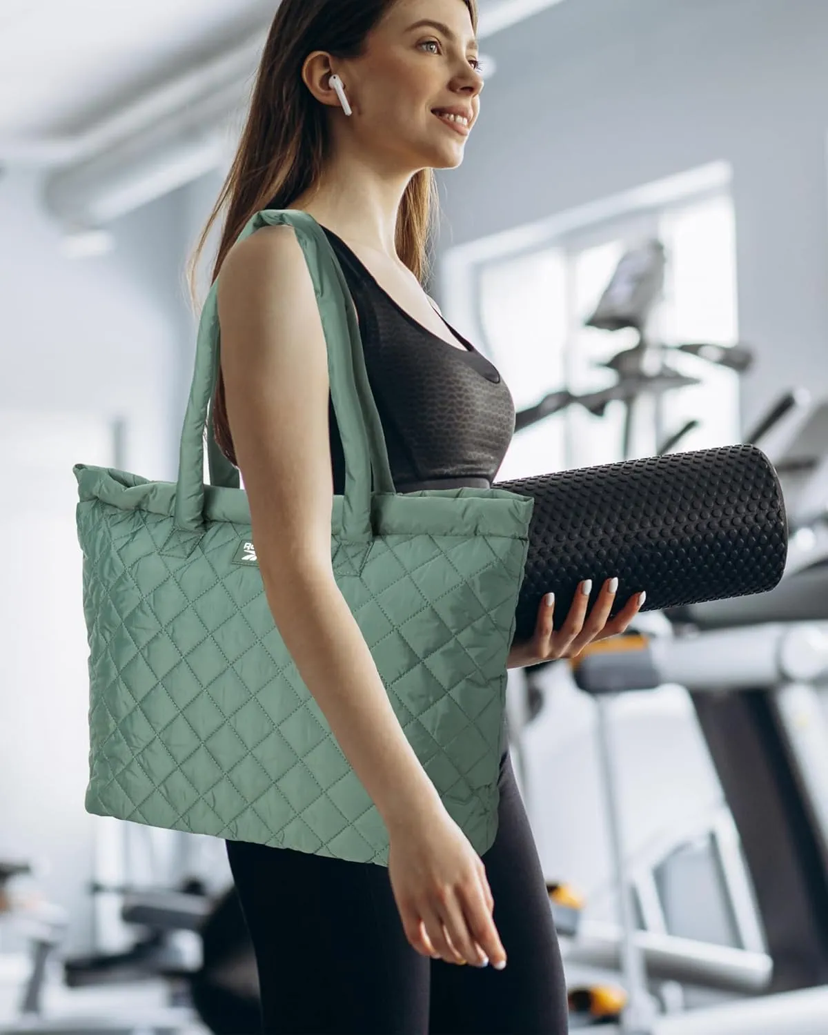 Reebok Women's Puffer Tote Bag - Lightweight Quilted Carry-All Tote Bag for Women - Casual Womens Puffy Shoulder Bags