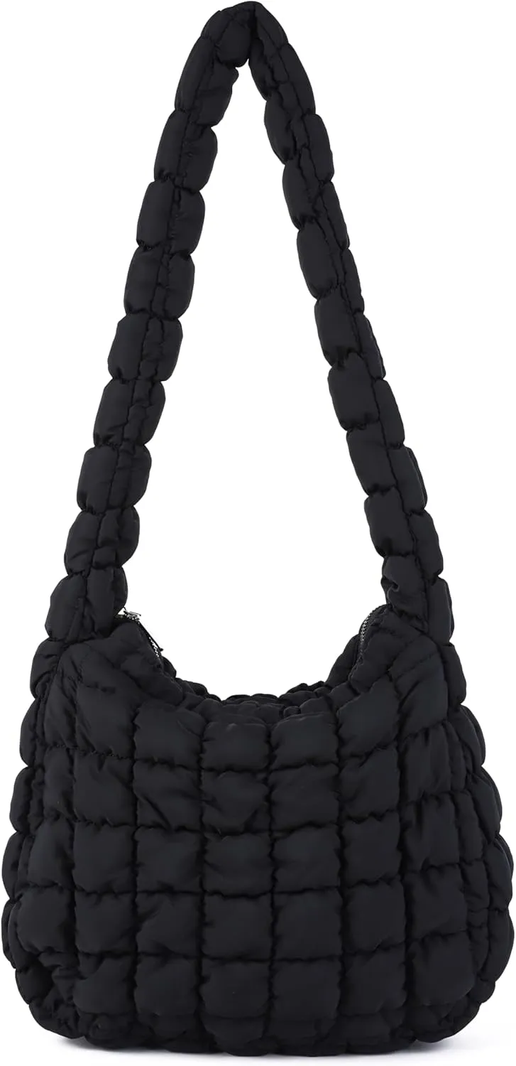 Rejolly Puffer Quilted Shoulder Bag for Women Puffy Bubble Tote Bag Lightweight Nylon Handbag Padded Soft Purse