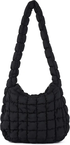 Rejolly Puffer Quilted Shoulder Bag for Women Puffy Bubble Tote Bag Lightweight Nylon Handbag Padded Soft Purse