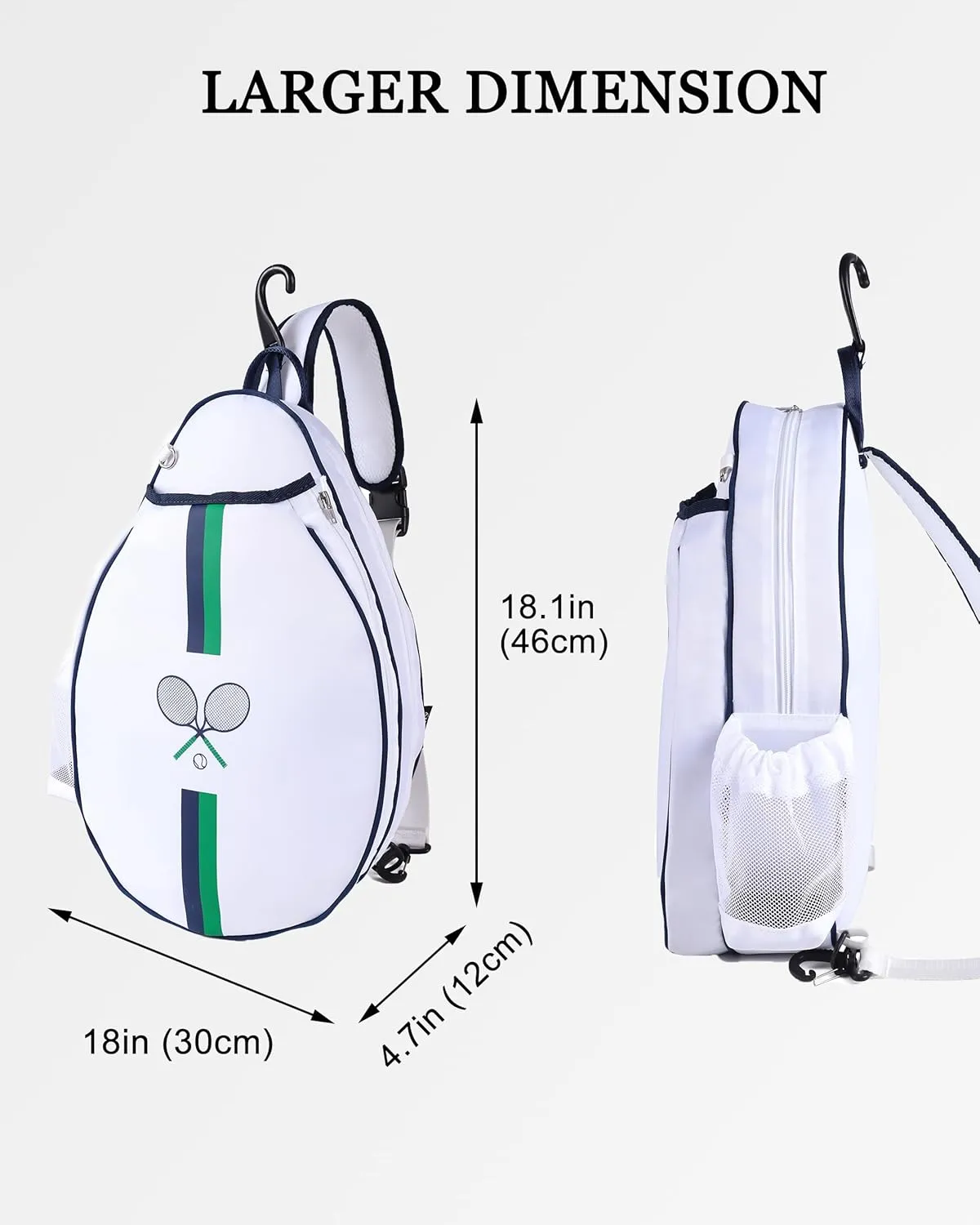 Rejolly Tennis Racket Sling Bag for Women Men Quilted Water Resistant Racquet Cover One Shoulder Crossbody Bag for 2 Tennis Rackets, Pickleball Paddles, Badminton Racquet