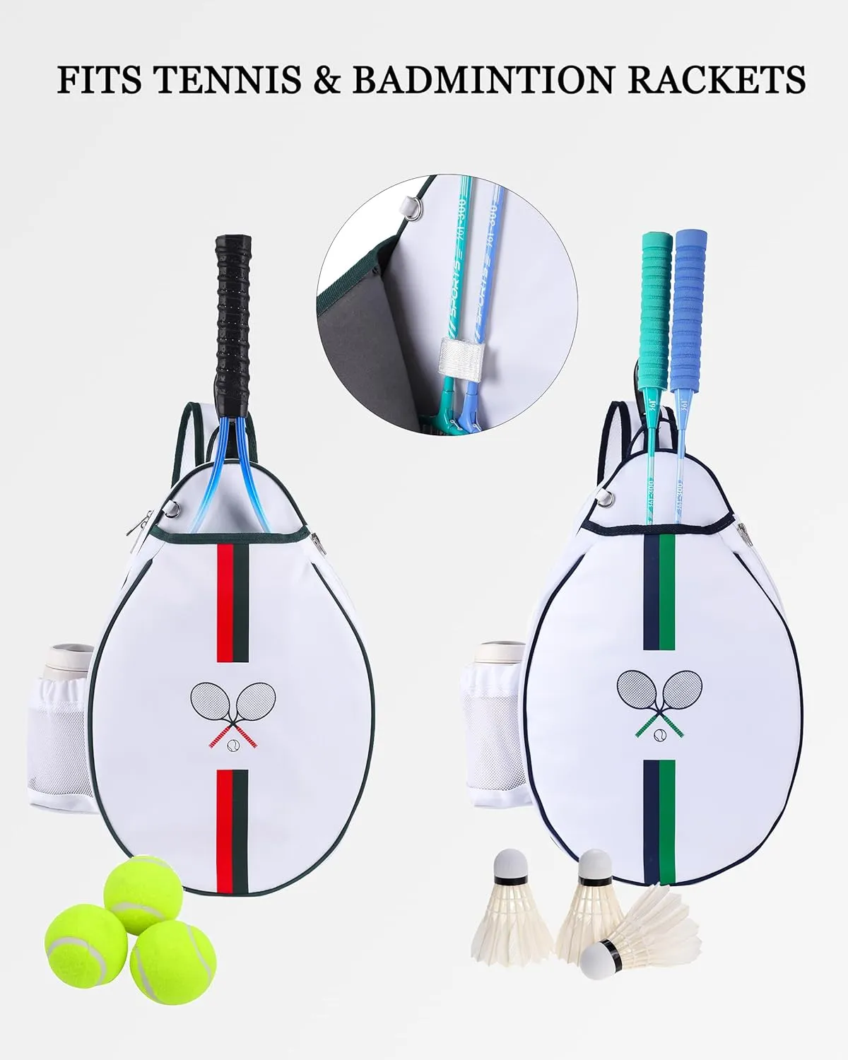 Rejolly Tennis Racket Sling Bag for Women Men Quilted Water Resistant Racquet Cover One Shoulder Crossbody Bag for 2 Tennis Rackets, Pickleball Paddles, Badminton Racquet