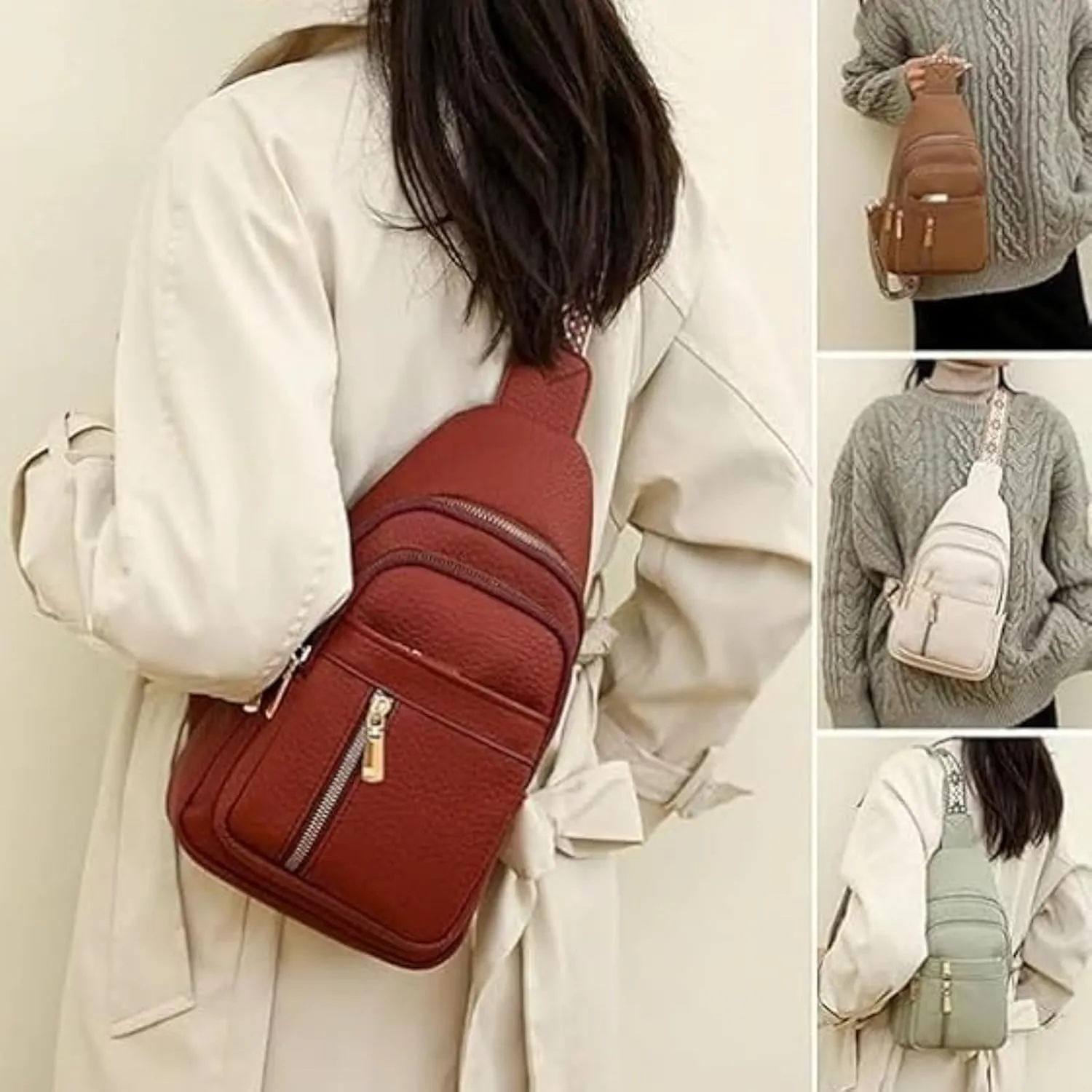 Relevantk Crossbody Bag, Wbougisay Crossbody Bag, Anti-Theft Solid Color Crossbody Bag, Large Crossbody Bags for Women