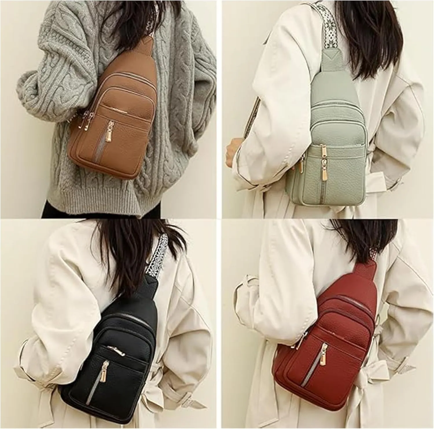 Relevantk Crossbody Bag, Wbougisay Crossbody Bag, Relevantk Large Capacity Anti-Theft Crossbody Leather Bag for Women