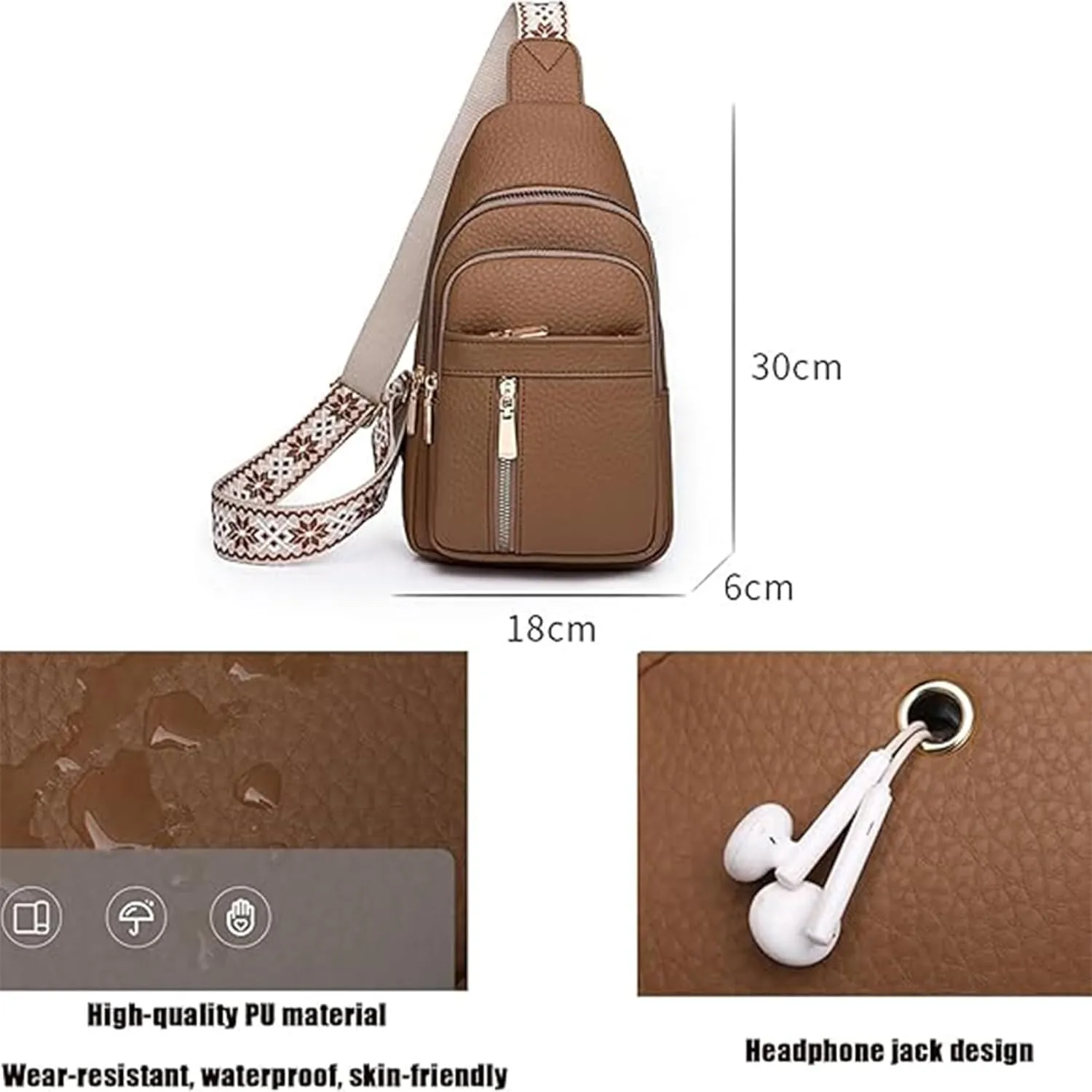 Relevantk Crossbody Bag, Wbougisay Crossbody Bag, Relevantk Large Capacity Anti-Theft Crossbody Leather Bag for Women