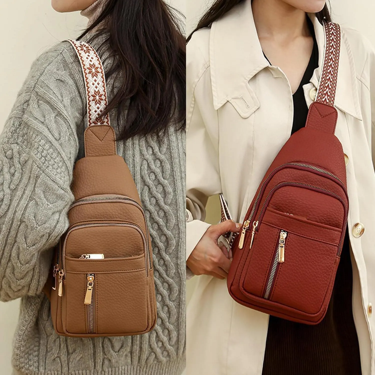 Relevantk Crossbody Bag, Wbougisay Crossbody Bag, Relevantk Large Capacity Anti-Theft Crossbody Leather Bag for Women