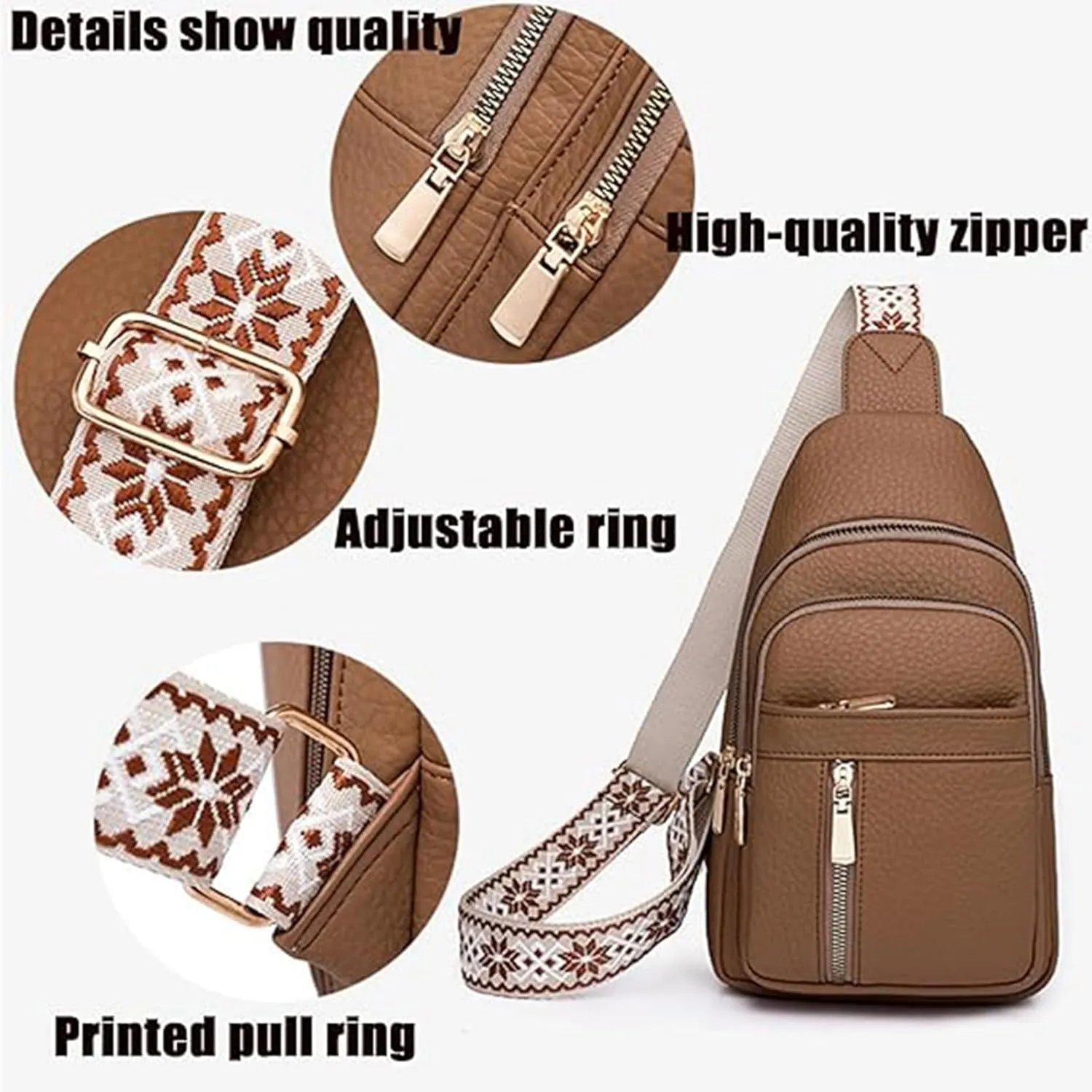 Relevantk Crossbody Bag, Wbougisay Crossbody Bag, Relevantk Large Capacity Anti-Theft Crossbody Leather Bag for Women