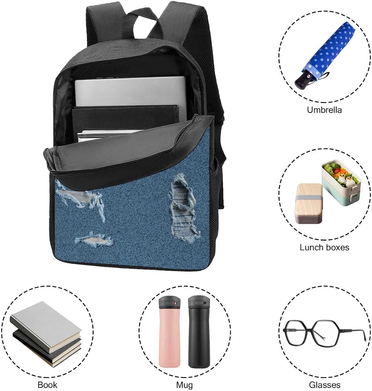 Retro Backpack Polish Lowland Sheepdog Dog Pattern Jeans Blue Shoulder Bags Travel Laptop Backpack 17 Inch