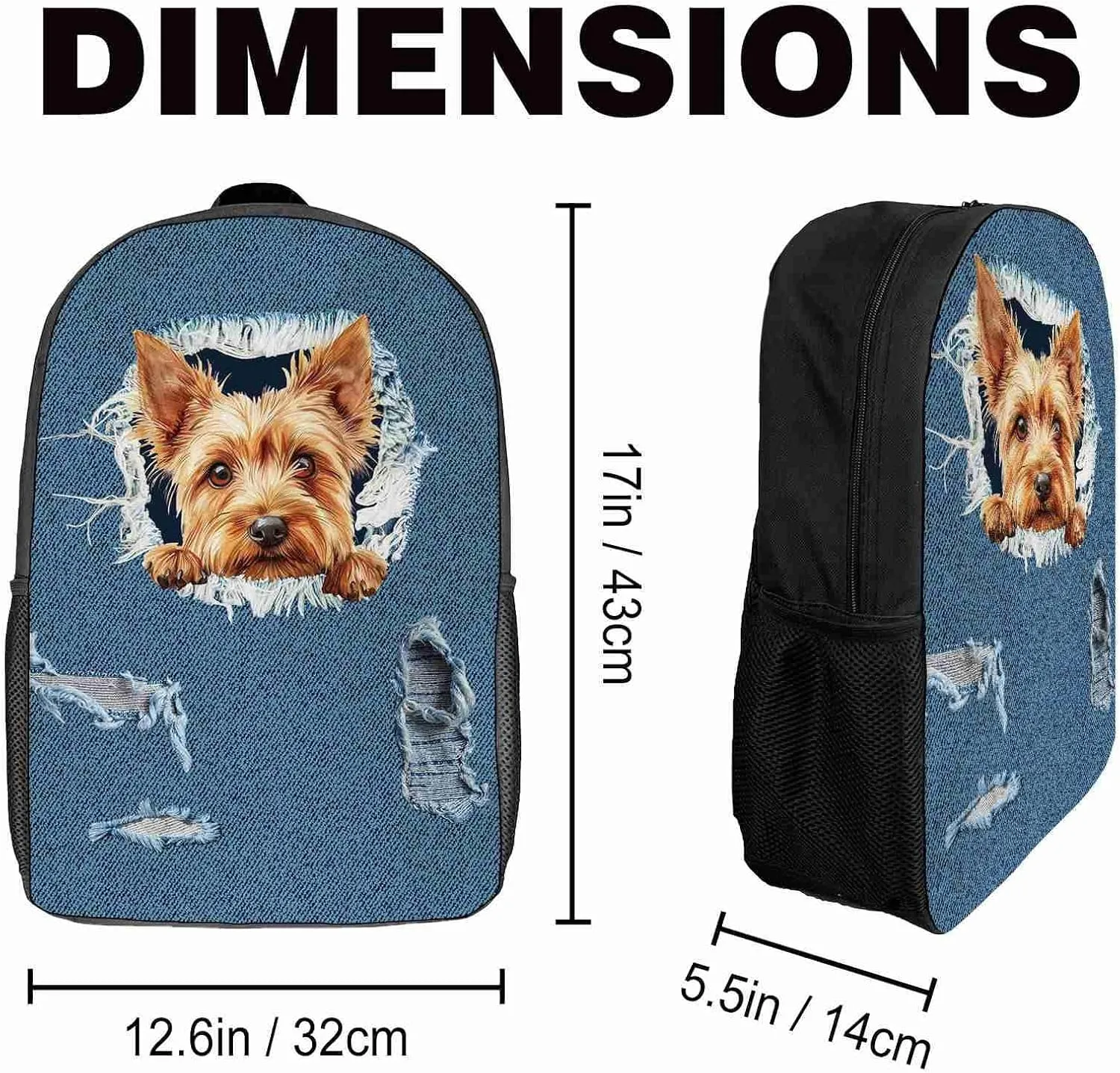 Retro Backpack Polish Lowland Sheepdog Dog Pattern Jeans Blue Shoulder Bags Travel Laptop Backpack 17 Inch