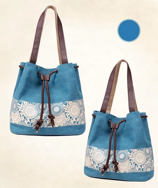 Retro Purses for Women Lace Print Shoulder Bag Drawstring Handbags for Women Purses and Handbags Bucket Shoulder Purse