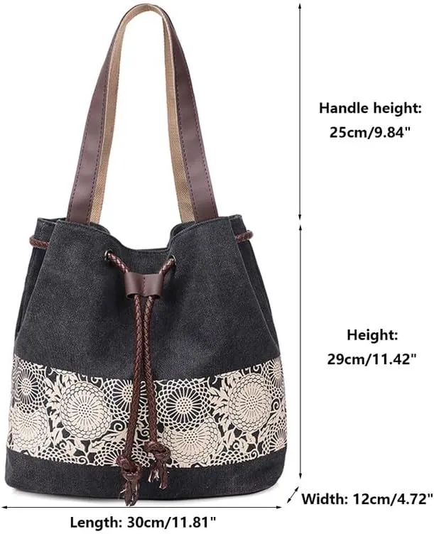 Retro Purses for Women Lace Print Shoulder Bag Drawstring Handbags for Women Purses and Handbags Bucket Shoulder Purse