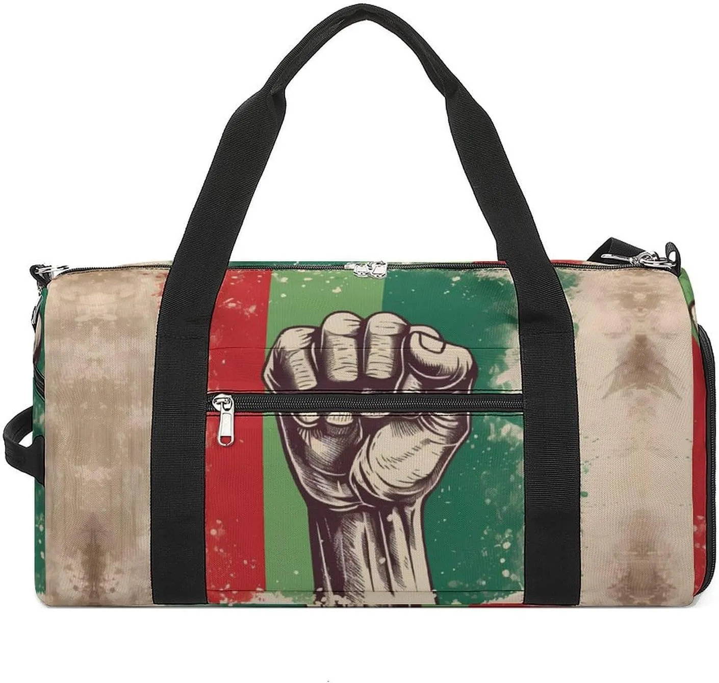 Retro Raised Fist Mexico Flag Sports Gym Bag Lightweight Travel Duffel Bag Workout Bags Casual Weekender Bag for Men Women