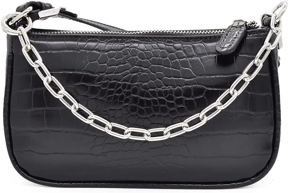 Retro Small Croc Embossed PU Leather Multi-Use Handbag Shoulder Bag Crossbody