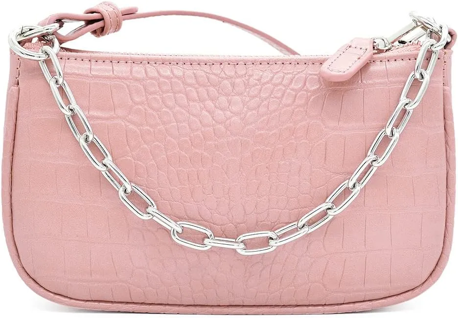 Retro Small Croc Embossed PU Leather Multi-Use Handbag Shoulder Bag Crossbody