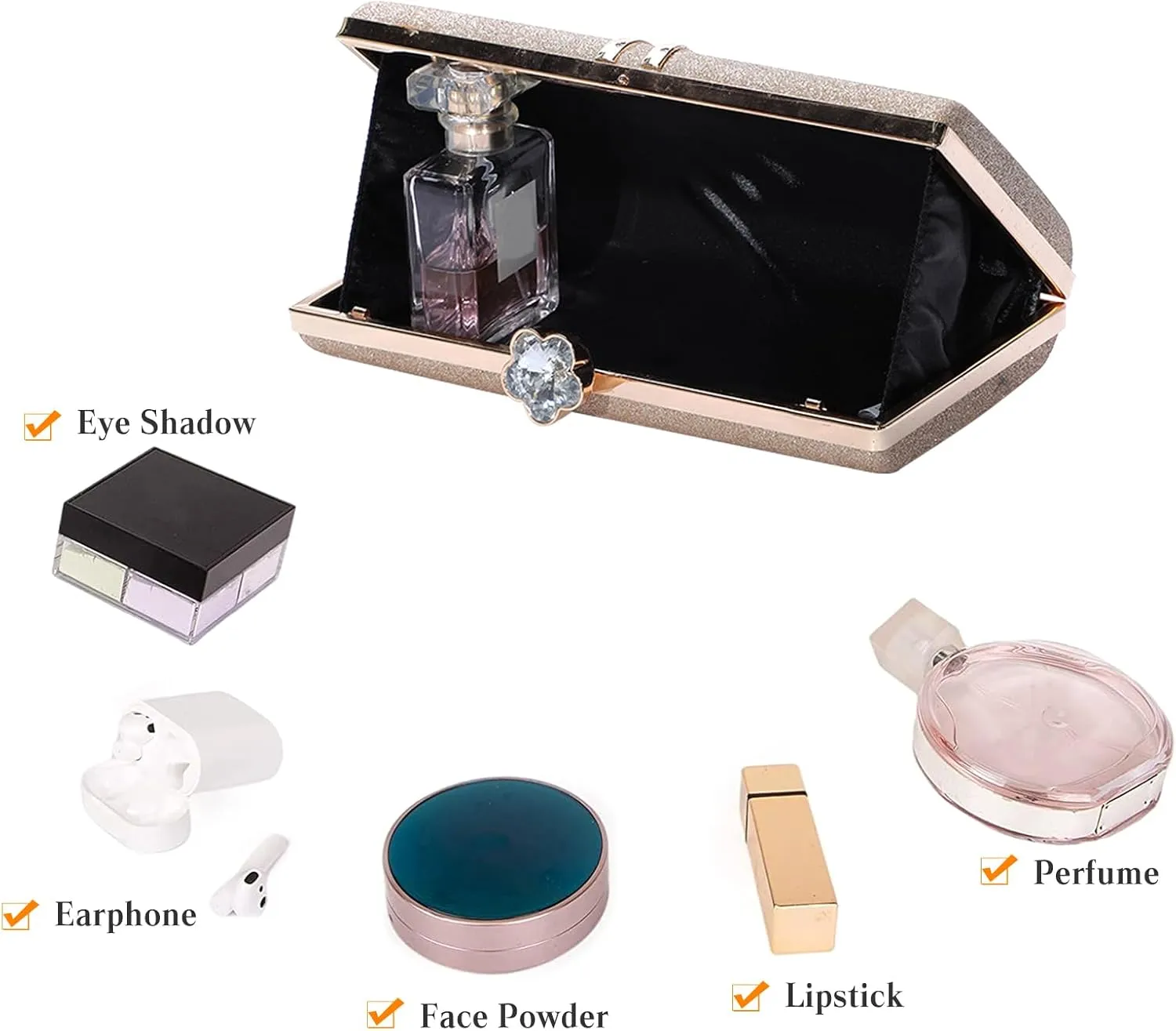 Rhinestone Evening Bag for Women Sequin Clutch Bag Bridal Wedding Purse Glitter Shoulder Bag Luxury Crystal Handbag