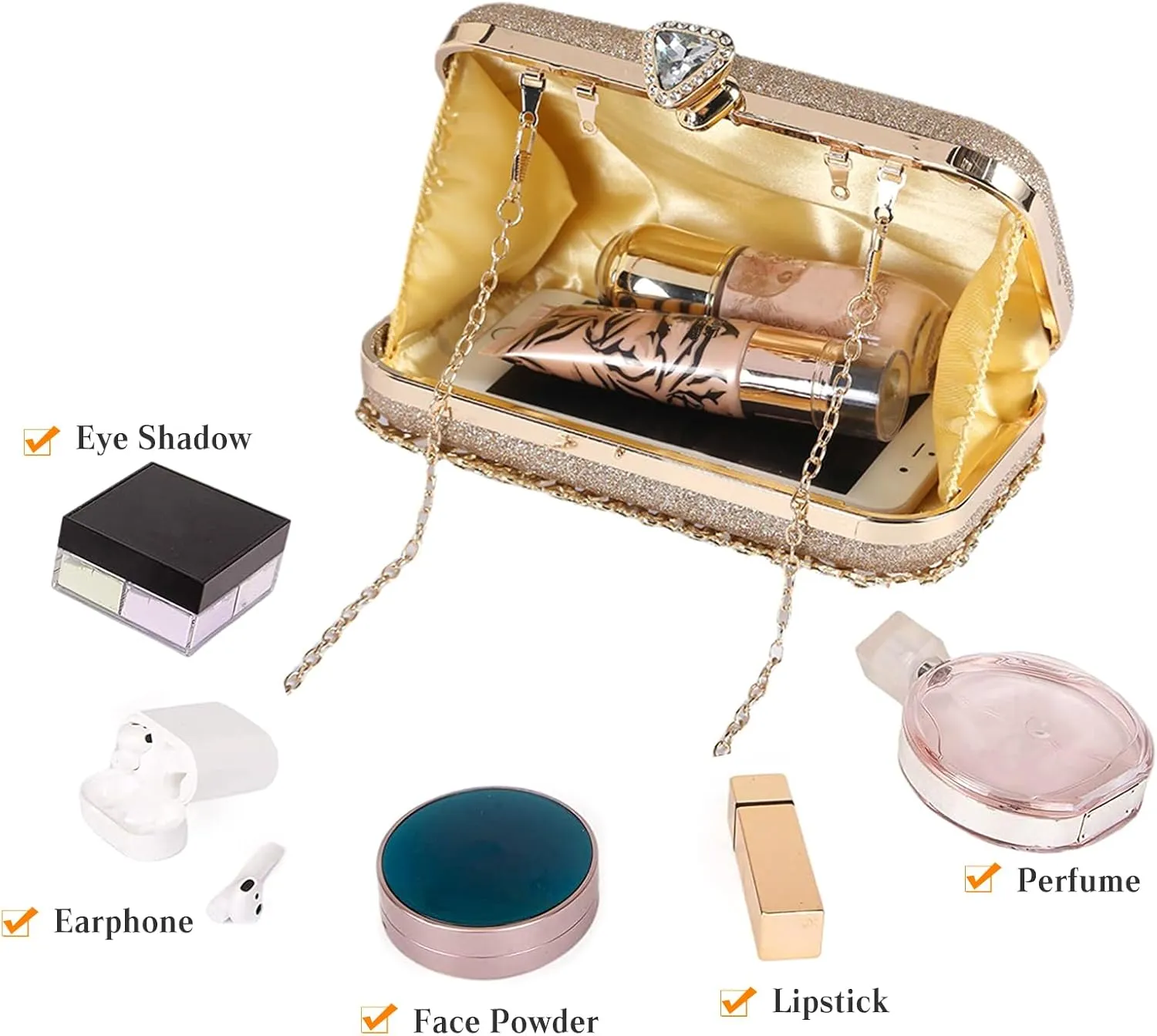 Rhinestone Evening Bag for Women Sparkly Sequin Purse Bridal Wedding Handbag Crystal Clutch Bag Glitter Shoulder Bag