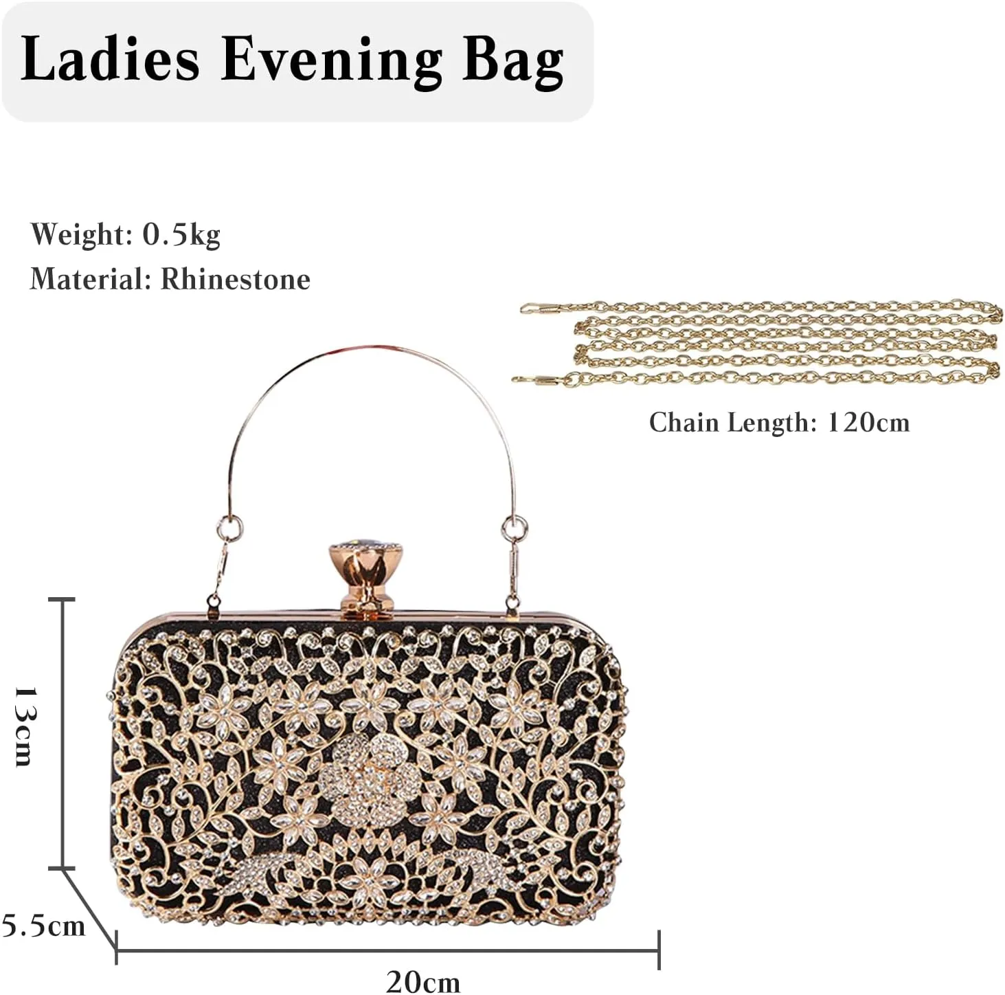 Rhinestone Evening Bag for Women Sparkly Sequin Purse Bridal Wedding Handbag Crystal Clutch Bag Glitter Shoulder Bag