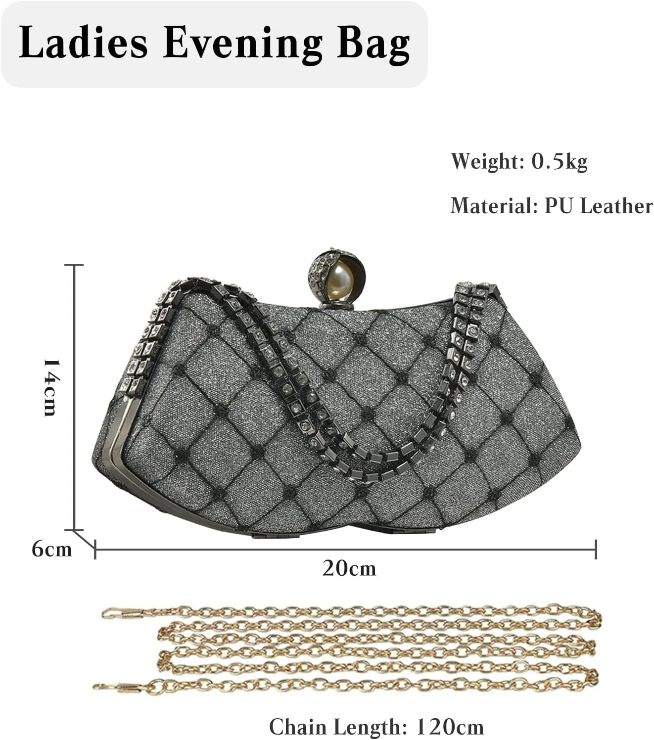 Rhinestone Evening Bag Sparkly Sequin Clutch Bag for Women Bridal Wedding Purse Glitter Shoulder Bag Crystal Handbag