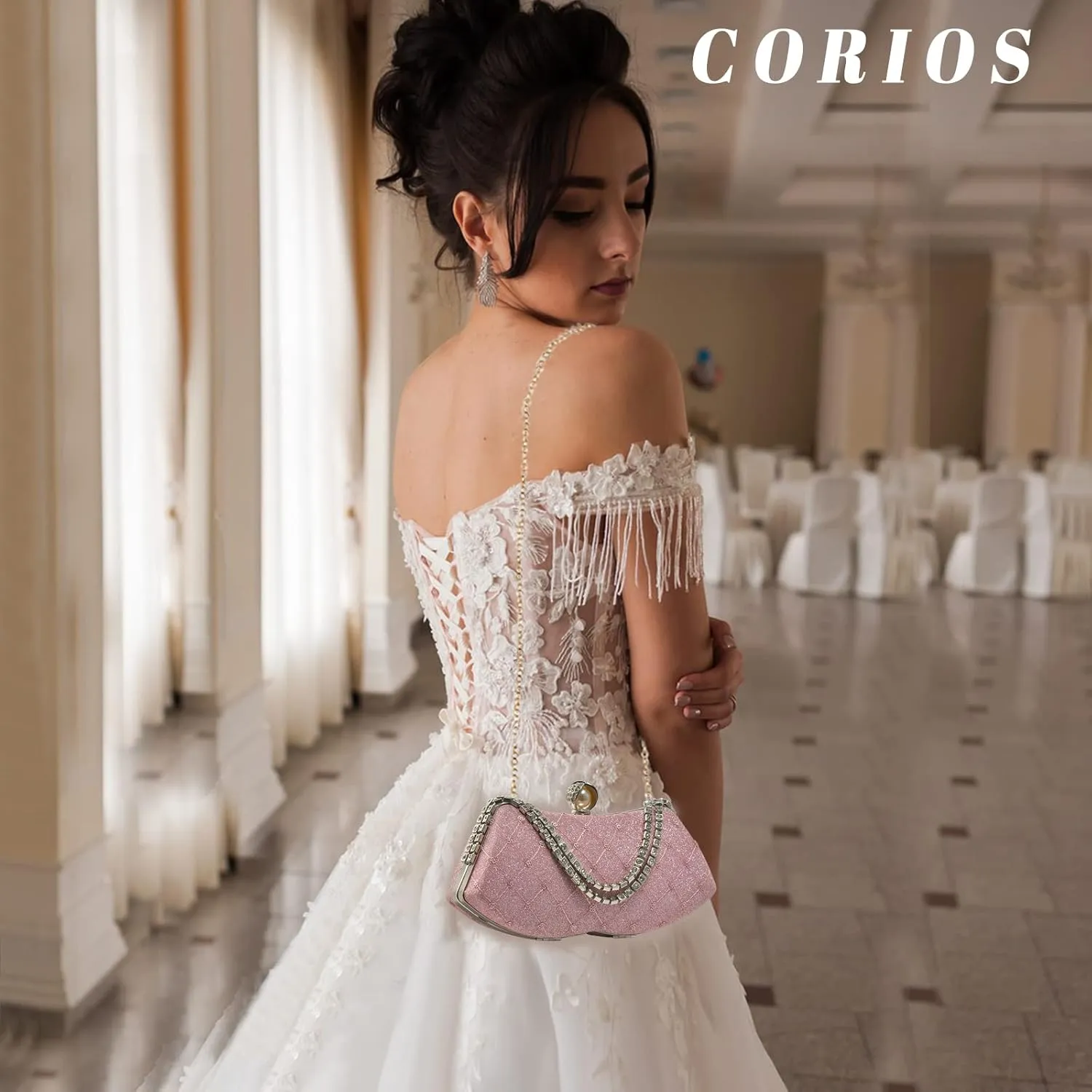 Rhinestone Evening Bag Sparkly Sequin Clutch Bag for Women Bridal Wedding Purse Glitter Shoulder Bag Crystal Handbag