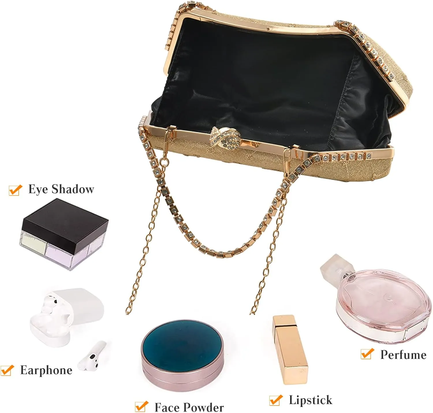Rhinestone Evening Bag Sparkly Sequin Clutch Bag for Women Bridal Wedding Purse Glitter Shoulder Bag Crystal Handbag