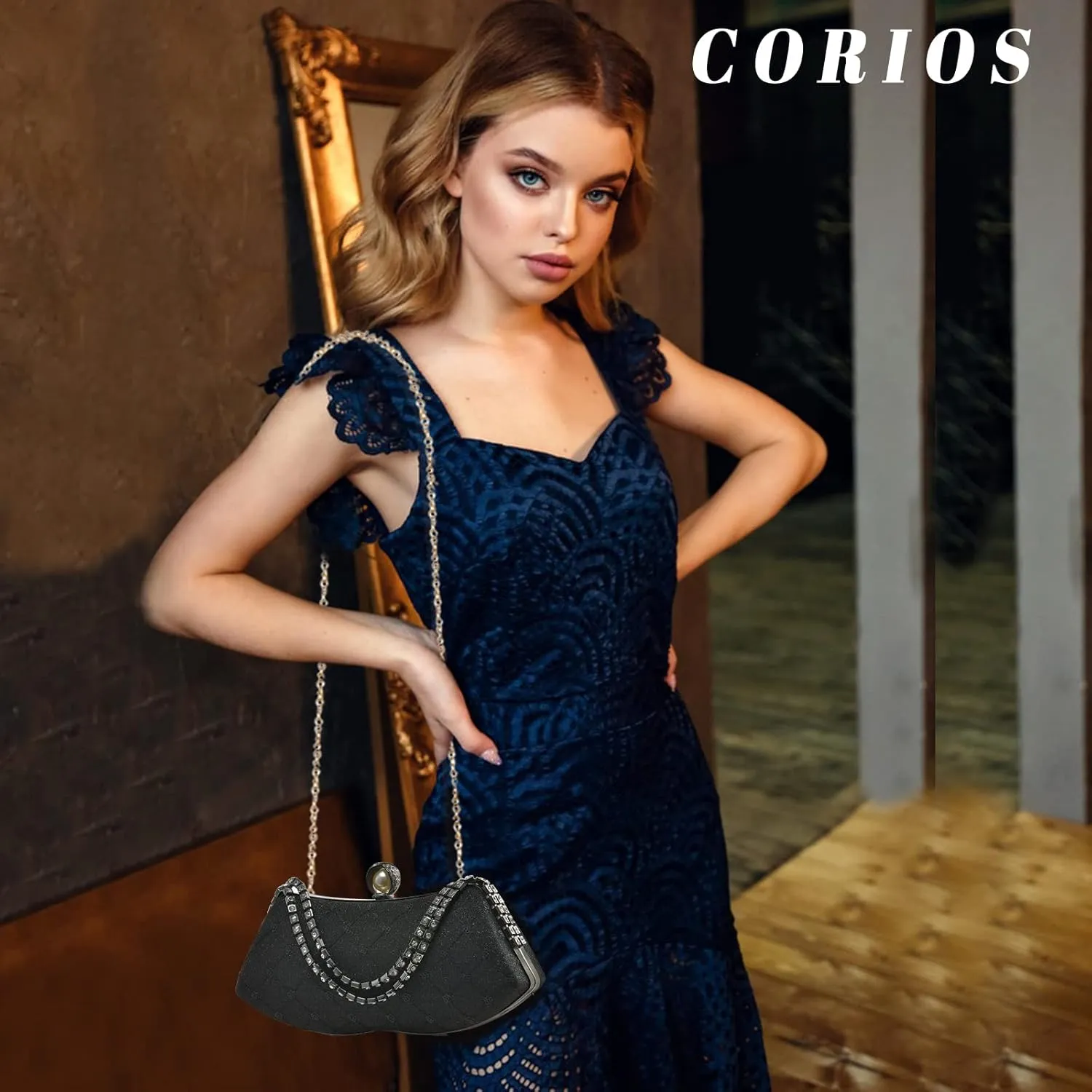 Rhinestone Evening Bag Sparkly Sequin Clutch Bag for Women Bridal Wedding Purse Glitter Shoulder Bag Crystal Handbag