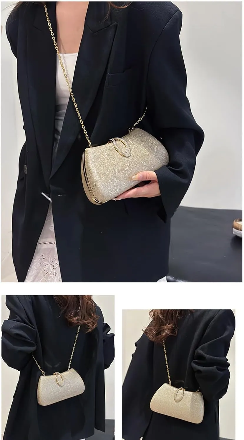 Rhinestone Evening Clutch Purse Sequin Bag,Woman Sparkling Handbag Formal Clutch with Chain for Wedding Party