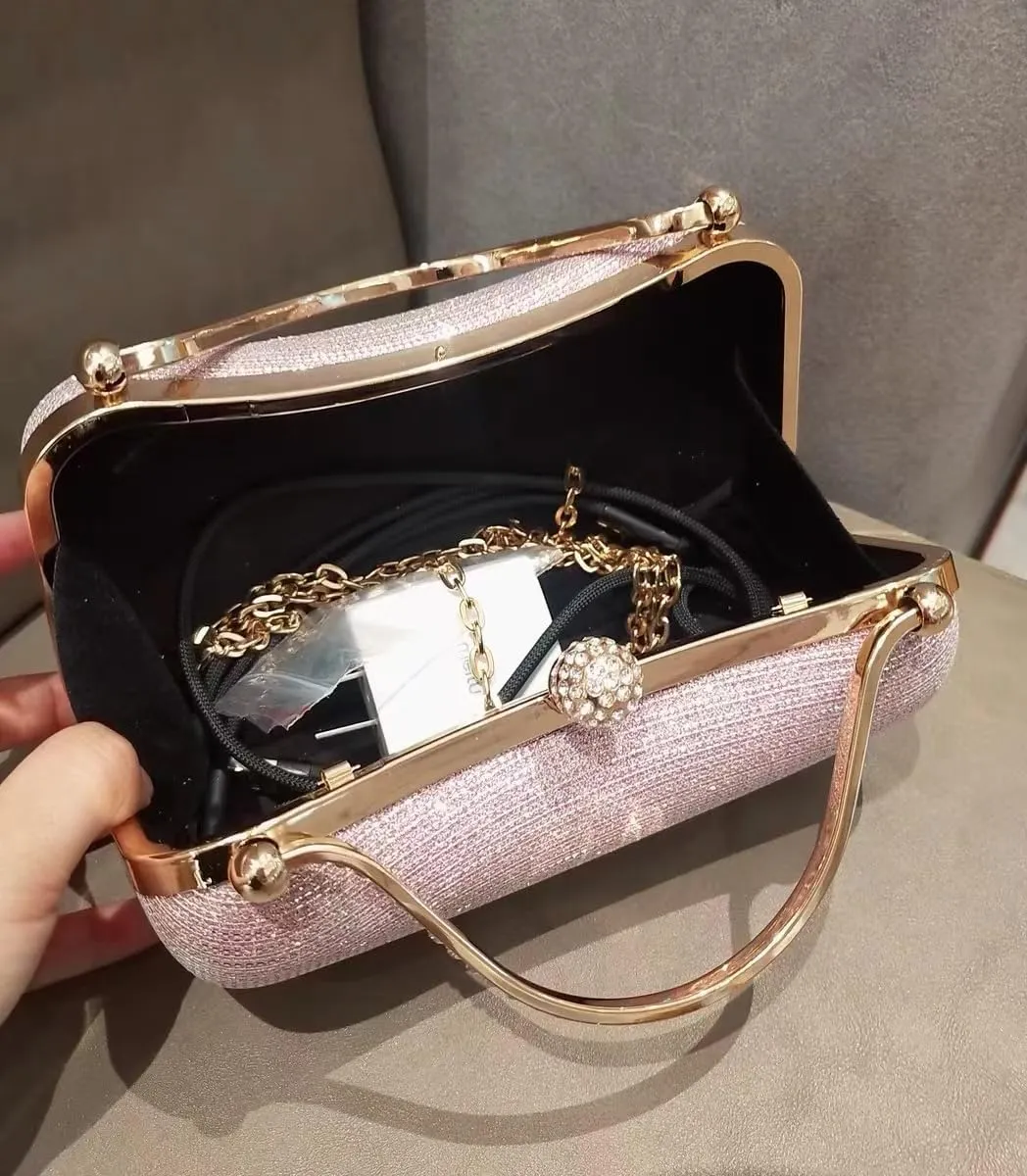 Rhinestone Evening Clutch Purse Sequin Bag,Woman Sparkling Handbag Formal Clutch with Chain for Wedding Party