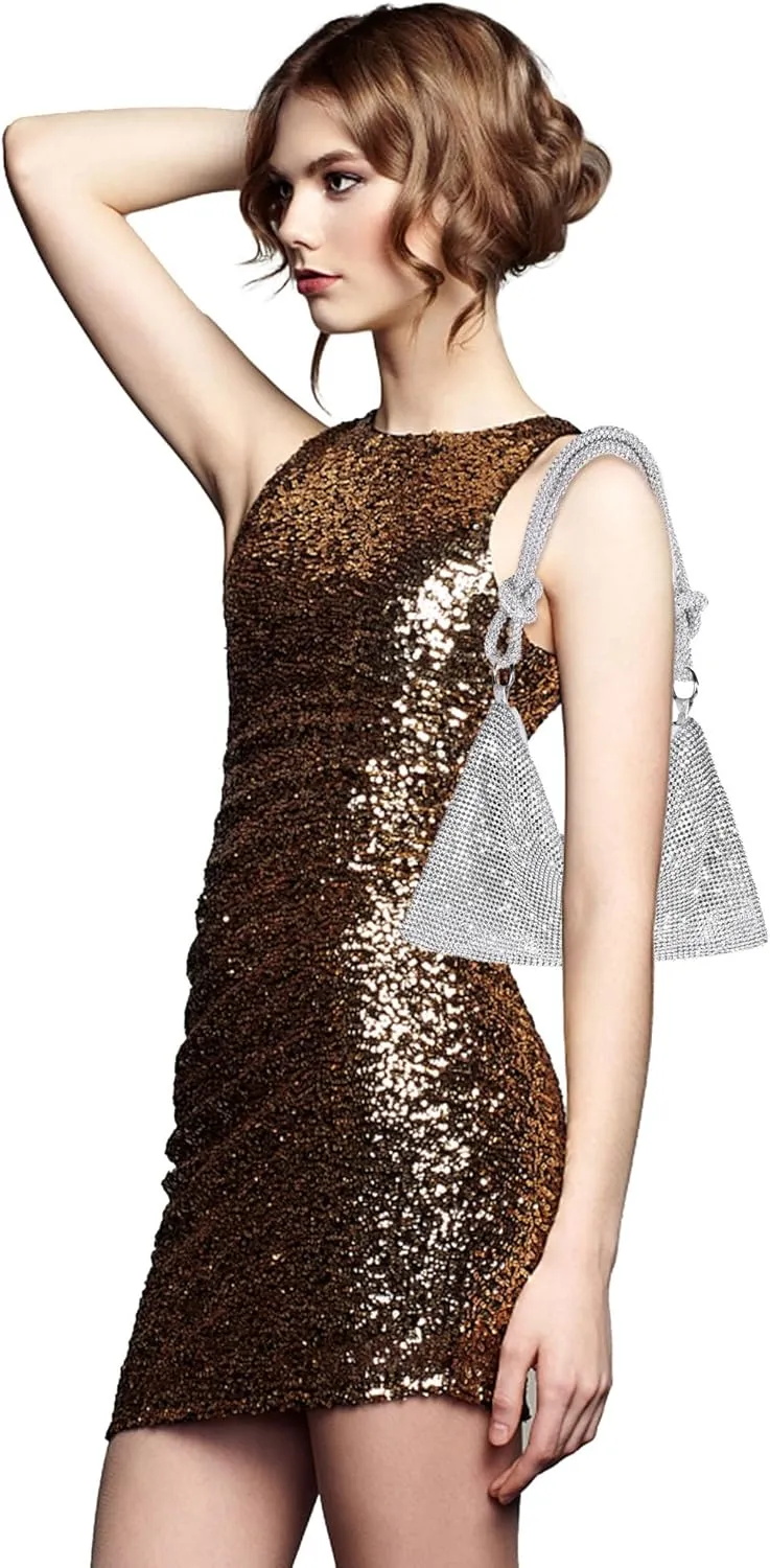 Rhinestone Purse Sparkly Evening bag Silver Clutch Purses for Women Evening, Cross Body Handbags for Party Prom Club Wedding