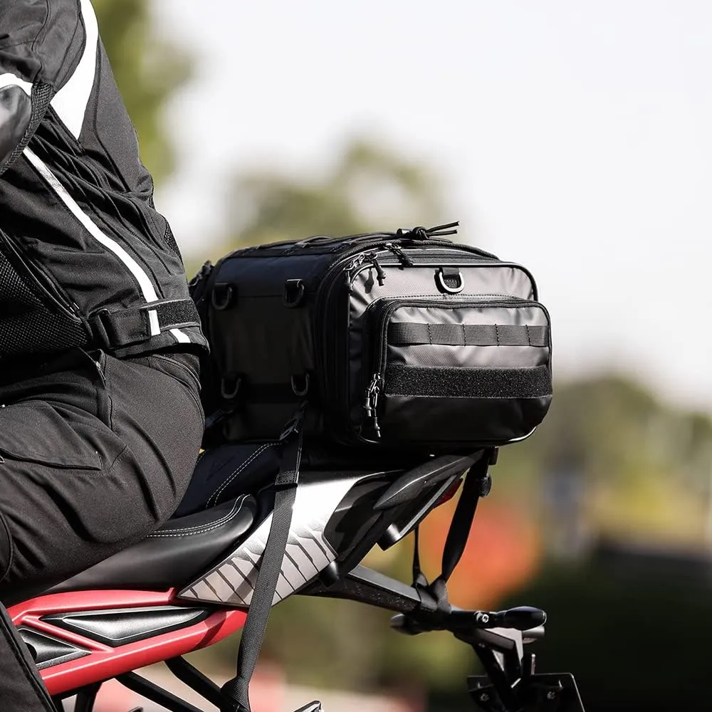 Rhinowalk Motorcycle Saddle Bag Motorbike Tail Bag Waterproof Expandable Pannier Bag Powersports Travel Luggage (Black, 26L)