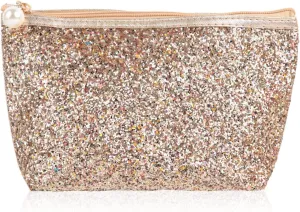 RIAH FASHION Pouch Clutch Organizer Bag - Travel Cosmetic Makeup Toiletry Jewelry Cute Sequin Purse Adjustable Strap (Glitter Cosmetic Zip Bag - Gold)