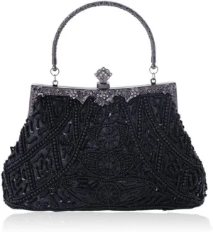 Ro Rox Claudette Vintage Clutch Bag 1920s Peaky Blinders Beaded Chain Sparkle