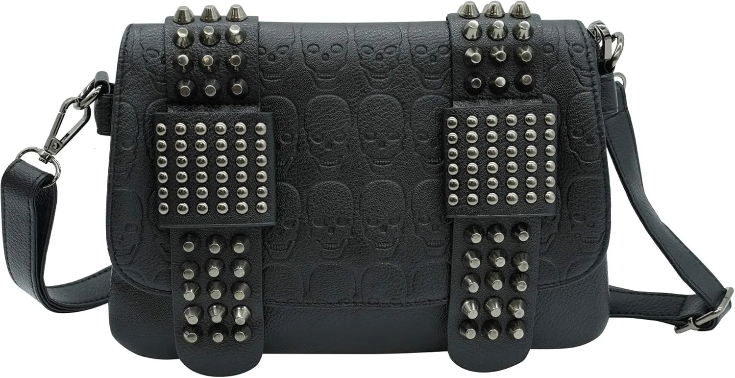 Ro Rox Women's Skull Shoulder Bag Punk Gothic Rivets PU Handbag