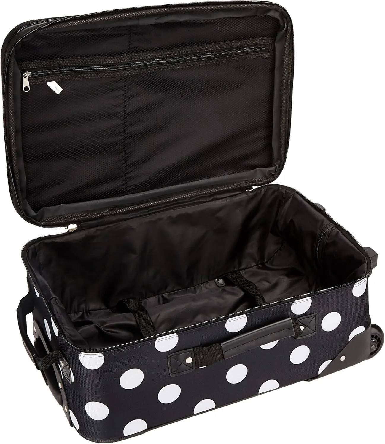 Rockland Vara Softside 3-Piece Upright Luggage Set, Expandable,Black dot, (20/22/28)