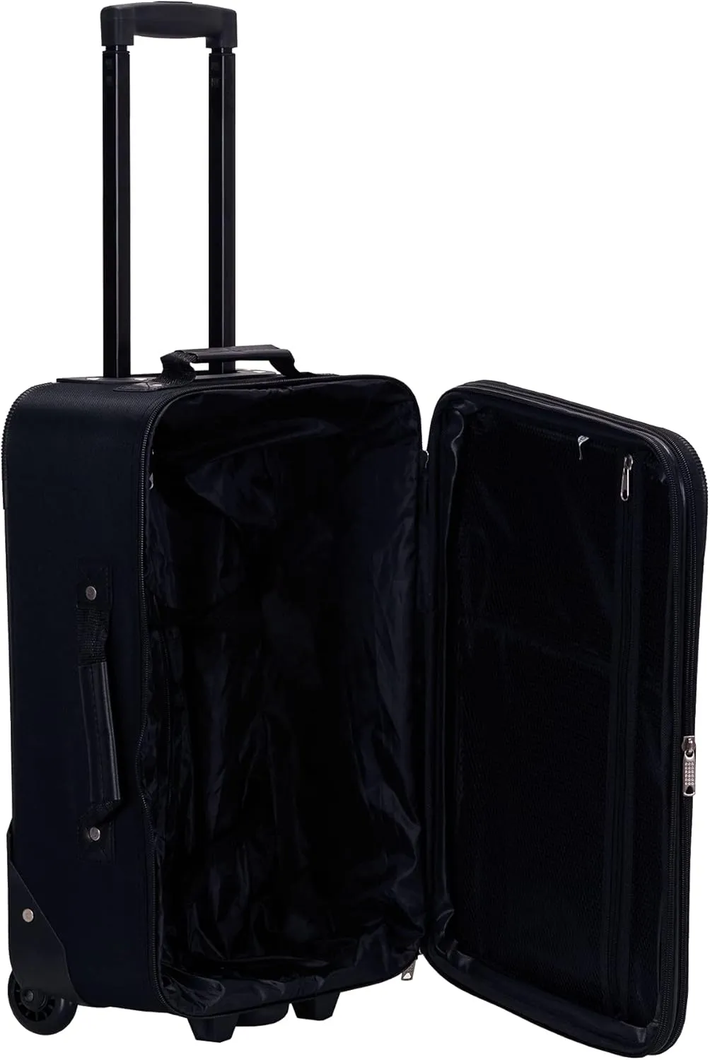 Rockland Vara Softside 3-Piece Upright Luggage Set,Expandable, Black, (20/22/28)