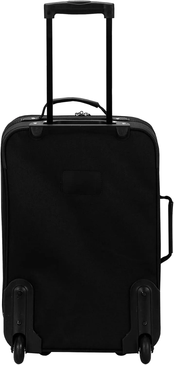 Rockland Vara Softside 3-Piece Upright Luggage Set,Expandable, Black, (20/22/28)