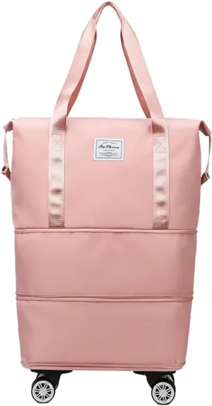 Rollable Duffel Bag - Wheeled Overnight Bags, Rolling Duffel Suitcase | Multi-Pocket Upright Weekender Bag Shoe Compartment, Water repellents Large Carry on Overnights Bag for Women with Toiletry Bag