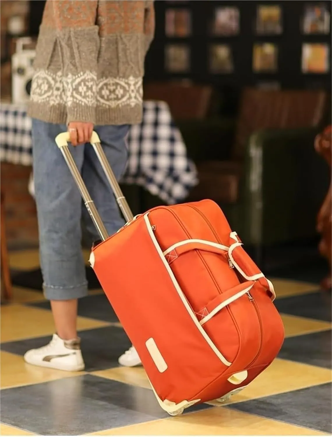 Rolling Duffel Bag With Wheels，Trolley Travel Bag Expandable, Lightweight & Waterproof Expandable Carry On Luggage For Unisex, For Unisex Overnight Weekender Bag Ideal For Gym, Trave(Purple,Small)