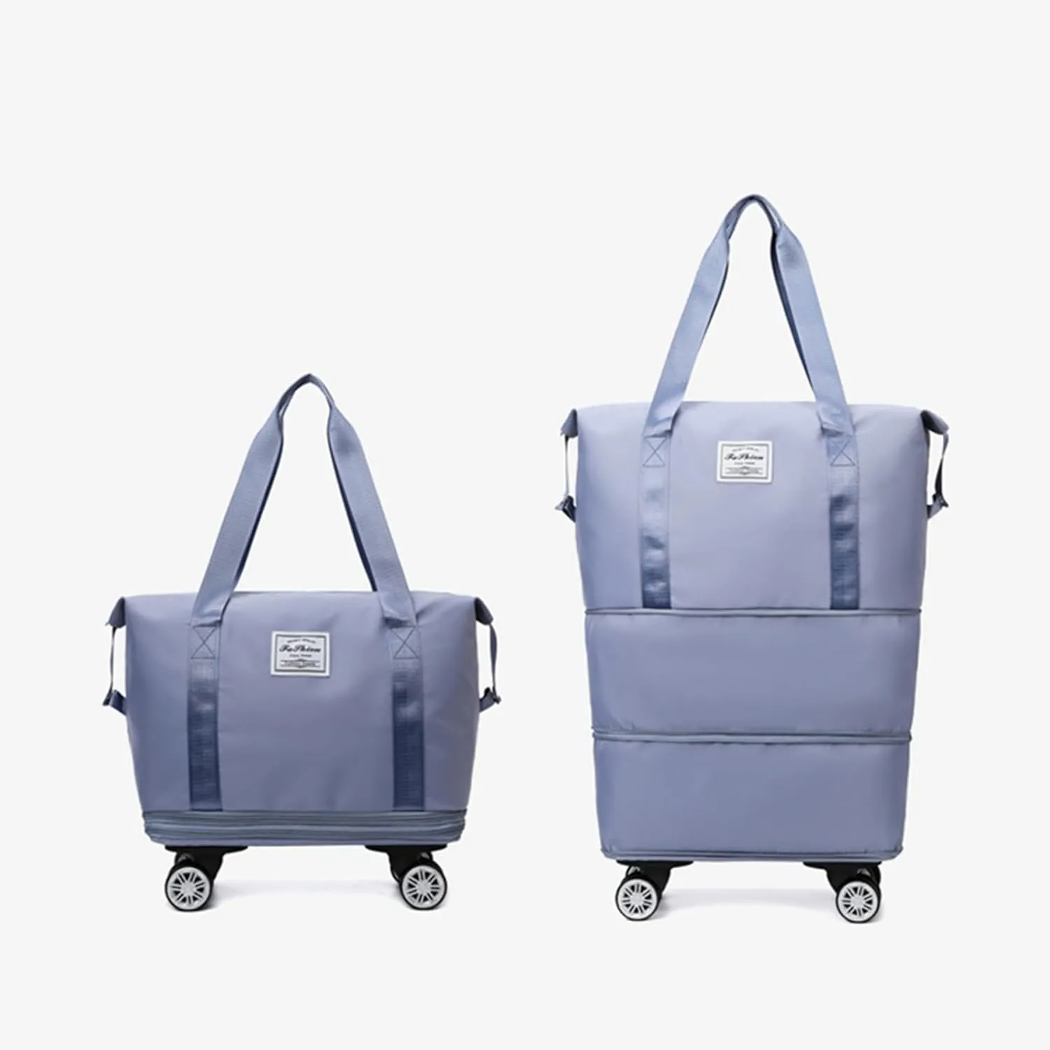 Rolling Duffel Bags with Wheels, Foldable Duffle Bag for Travel, Expandable Luggage Bag, Large Travel Duffle Bag with Detachable Wheels, Waterproof Weekend Bag for Outdoor Gym Travel (Blue)