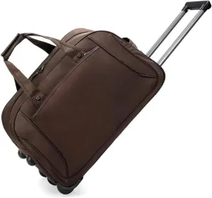 Rolling Duffle Bag With Wheels， Traveling Tote For Camp Travel Gym,Carry On Luggage Tote Unisex-Adult Short Term Trips，Weekender Camping Overnight Carry On(Brown,Small)