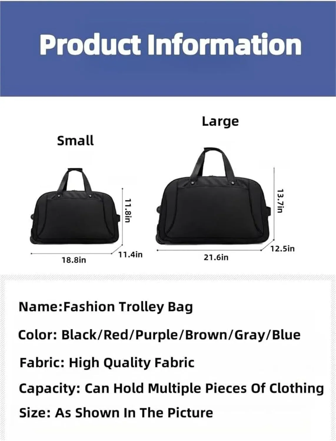 Rolling Duffle Bag With Wheels， Traveling Tote For Camp Travel Gym,Carry On Luggage Tote Unisex-Adult Short Term Trips，Weekender Camping Overnight Carry On(Brown,Small)