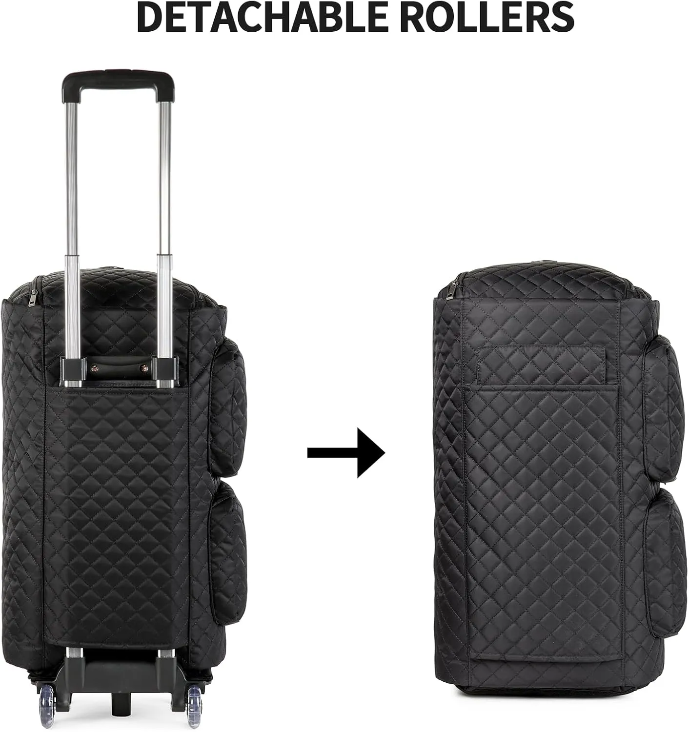 Rolling Garment Bags for Travel,Convertible Duffle Garment Bag Roller Bag Carry on Garment Bag with Wheels Luggage Rolling Weekender Roller Duffle Bags for Travel-Black