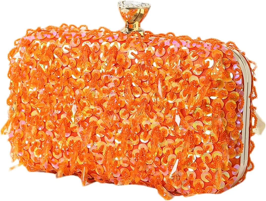 RomanticDesign Women Bling Evening Bag Fashion Embroidered Beaded Sequin Clutch Cocktail Wedding Party Purse