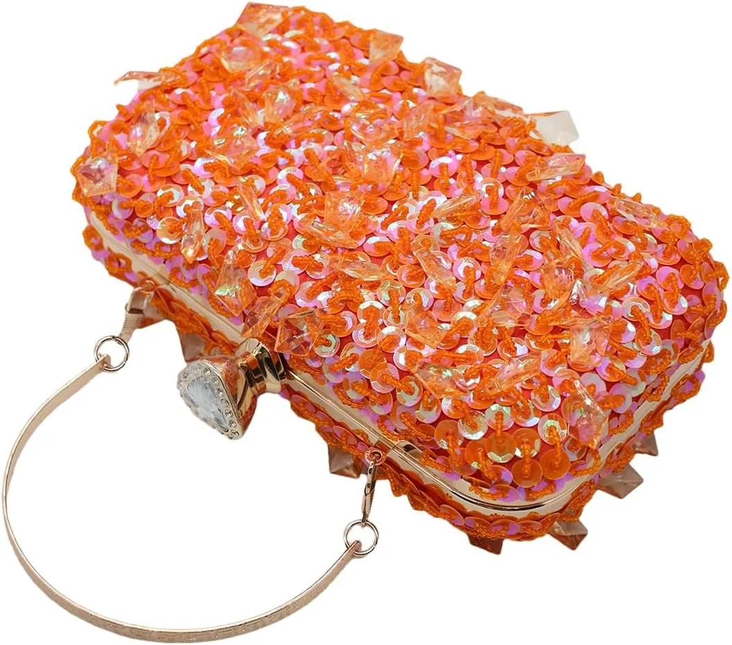 RomanticDesign Women Bling Evening Bag Fashion Embroidered Beaded Sequin Clutch Cocktail Wedding Party Purse