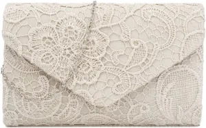 RomanticDesign Women Fashion Evening Clutch Elegant Floral Lace Envelope Purse Party Prom Handbag